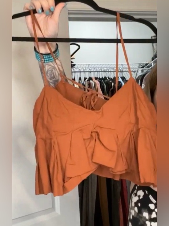 Free People Tops - Free People Rust Orange Spaghetti Strap Crop Top Size Medium